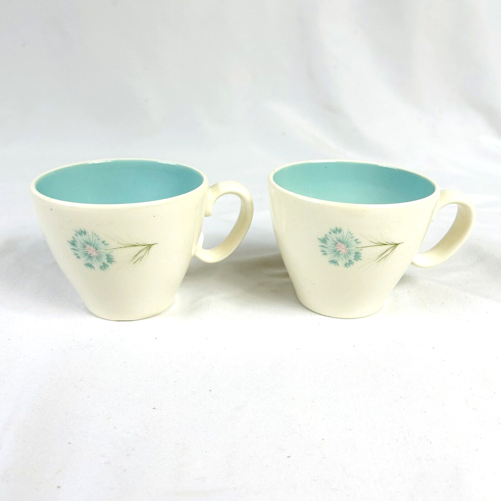 Vtg MCM Taylor Smith & Taylor Coffee Tea Cups EVER YOURS MCM Boutonniere Flower